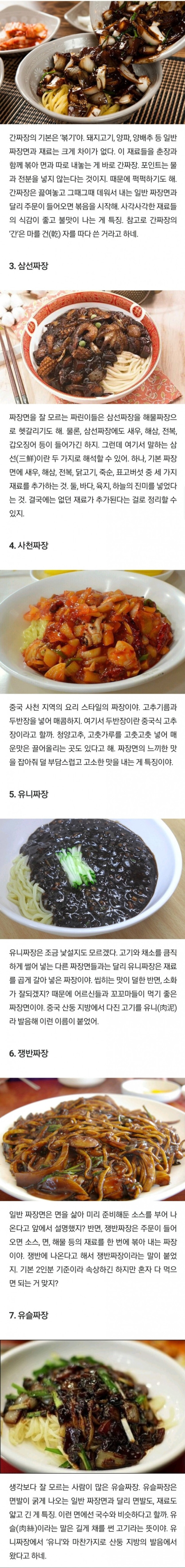 짜장의 종류들.